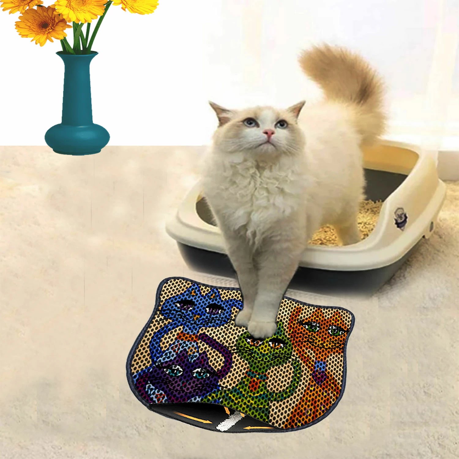 Tapet për rërë mace, shumëngjyrësh, Paws & Whiskers, Kdkafa0120, 40x50cm