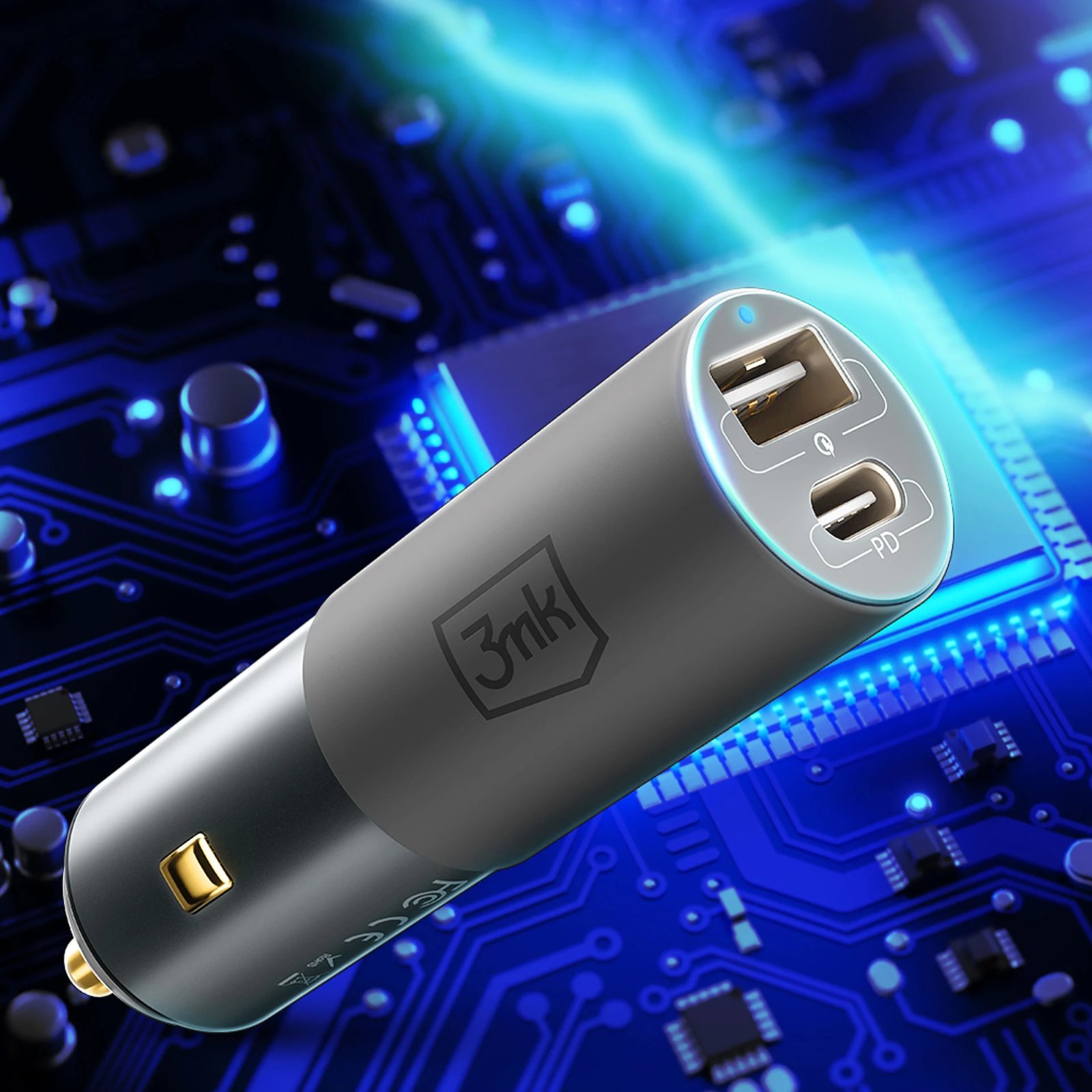 Karikues veture 3mk Hyper Car Charger 100W, 2 porta USB-A/USB-C, i zi
