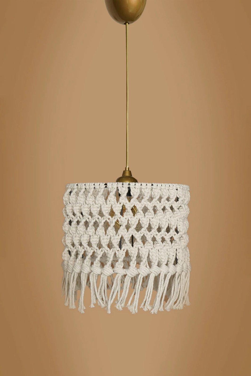 Llambë tavani me makrame, krem, Opviq YL557