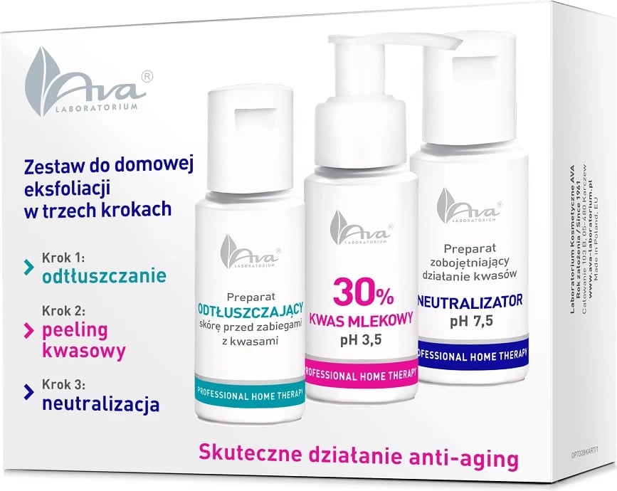 Set për eksfolim të lëkurës Ava Laboratorium Professional Home Therapy për femra, 3 copë