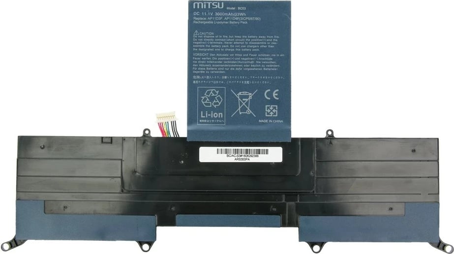 Bateri laptop Mitsu BC/AC-S3 për Acer Aspire S3, 3280 mAh, 11.1V, e zezë