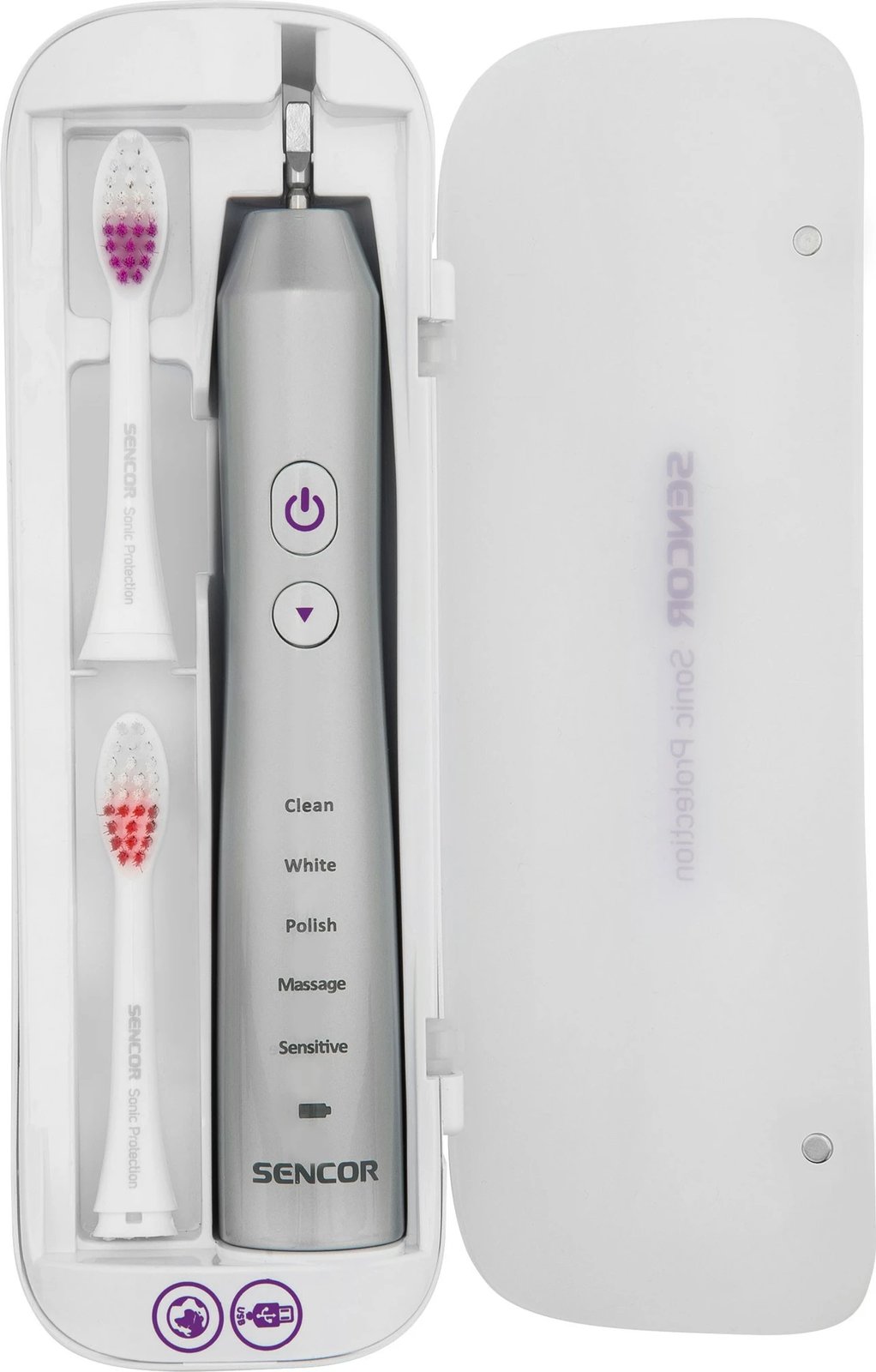 Furçë elektrike për dhëmbë Sencor Sonic SOC 3200SL, e bardhë/ Hiri