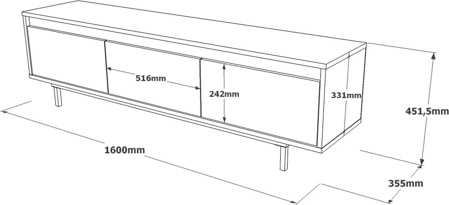 Komodë TV Hanah Home, LV1-RL, ngjyrë argjendi dhe e zezë