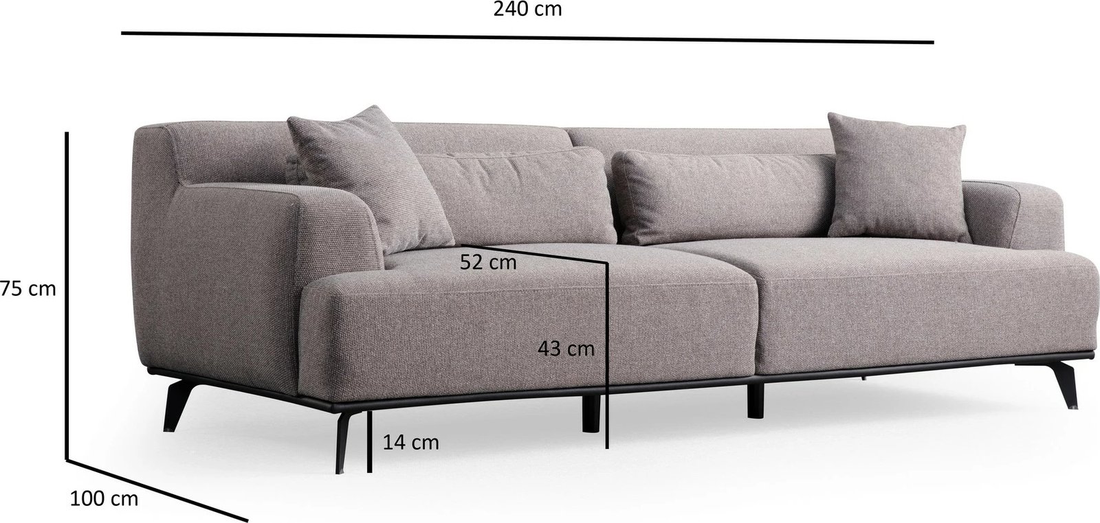 Kauç 3-ulëse Atelier del Sofa, Jaguar 3, ngjyrë kafe dhe gri