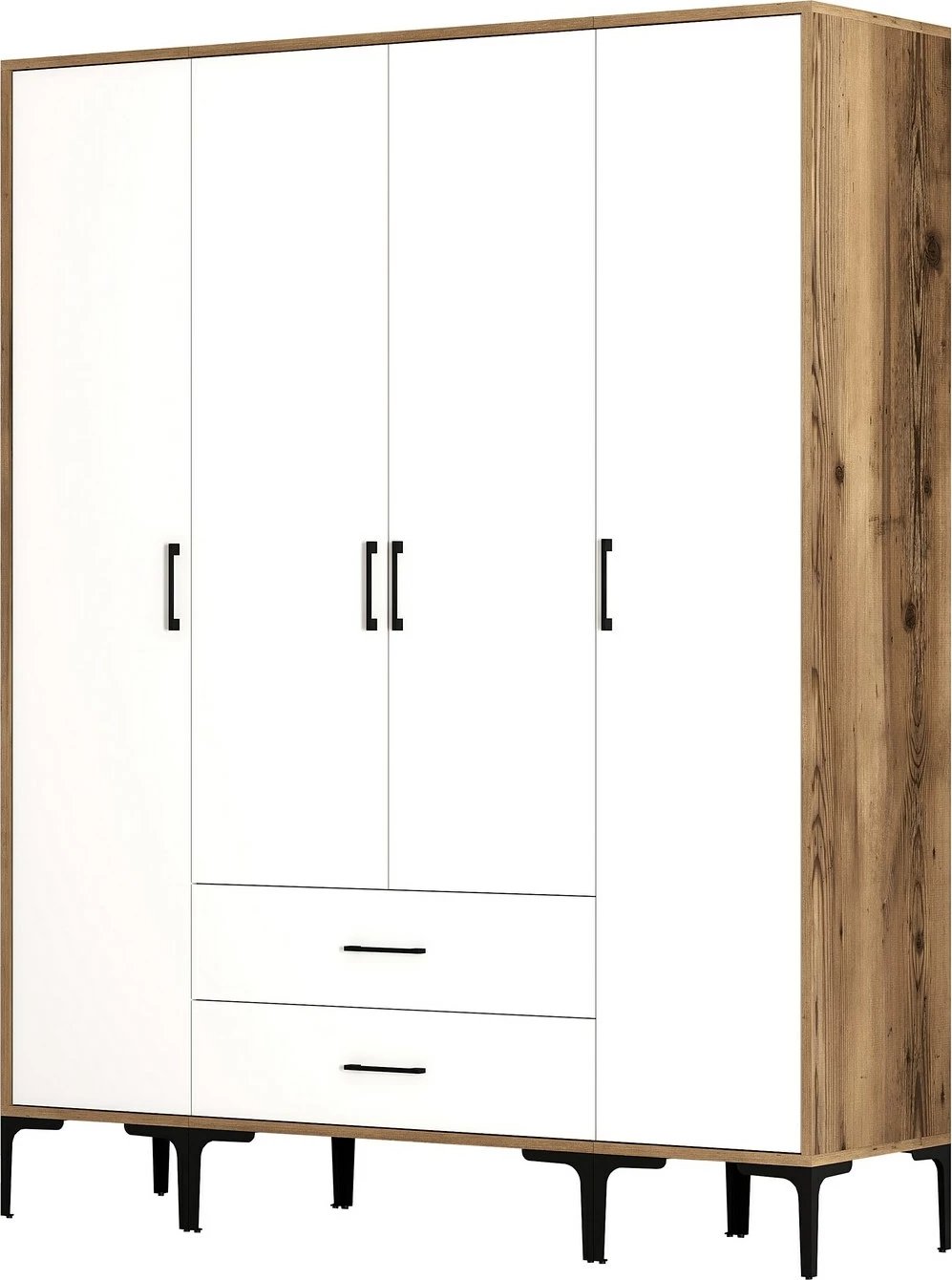 Dollap rrobash Skye Decor, Kumsal STS, ngjyrë arre dhe e bardhë