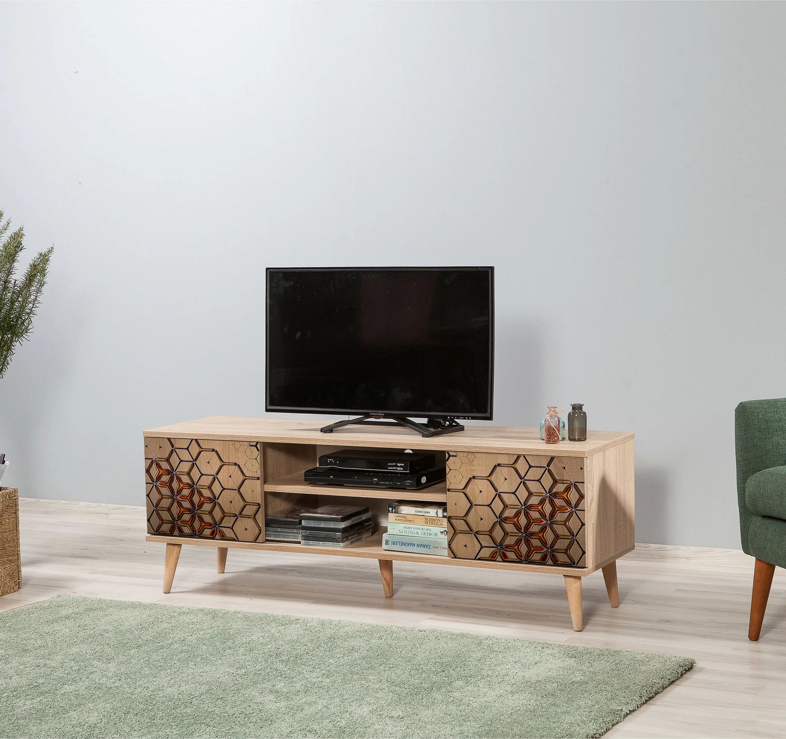 Komodë TV Hanah Home, Truva-720, ngjyrë lisi sonoma