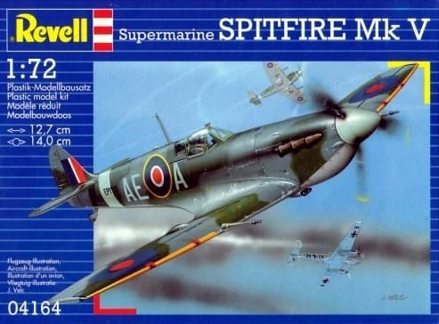 Model aeroplani Revell Spitfire Mk V, 1:72, plastikë, 12.7 cm