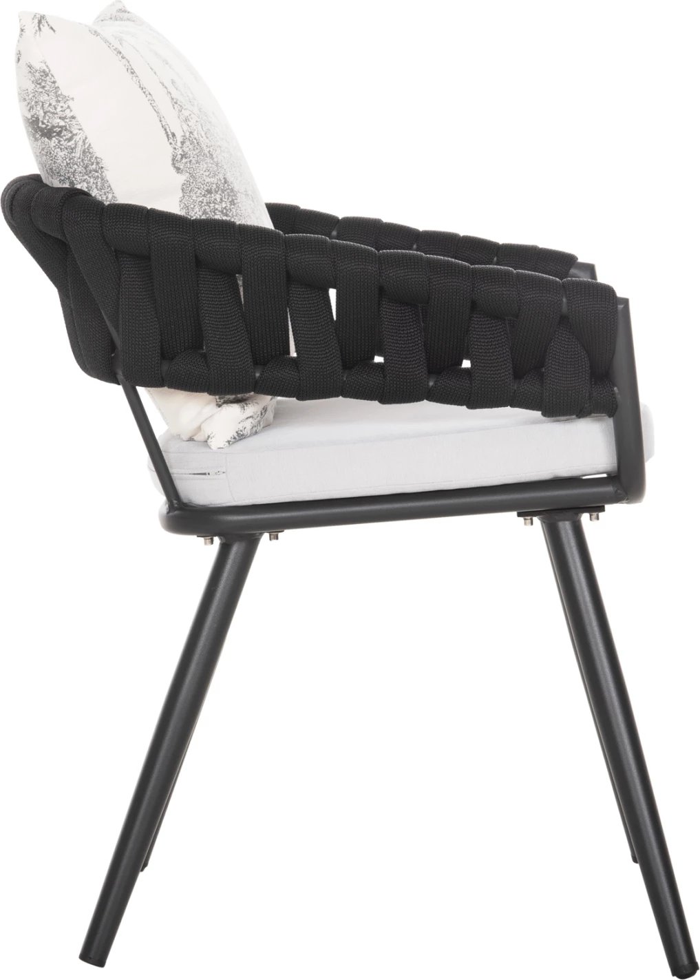 Karrige alumini CAMDEN FH6141.01 jastëk mbrapa ngjyrë ecru me dizajn print-antracit 56x60x72-87Hcm