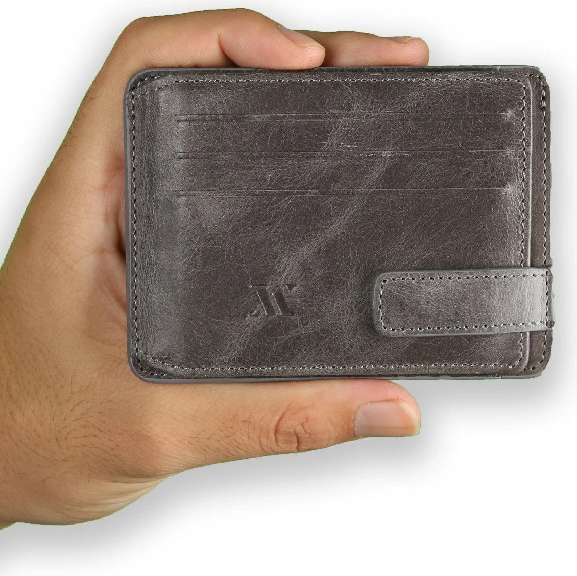 Portofol lëkure, ngjyrë gri, Zoozie Bags, 11x8.5x1cm