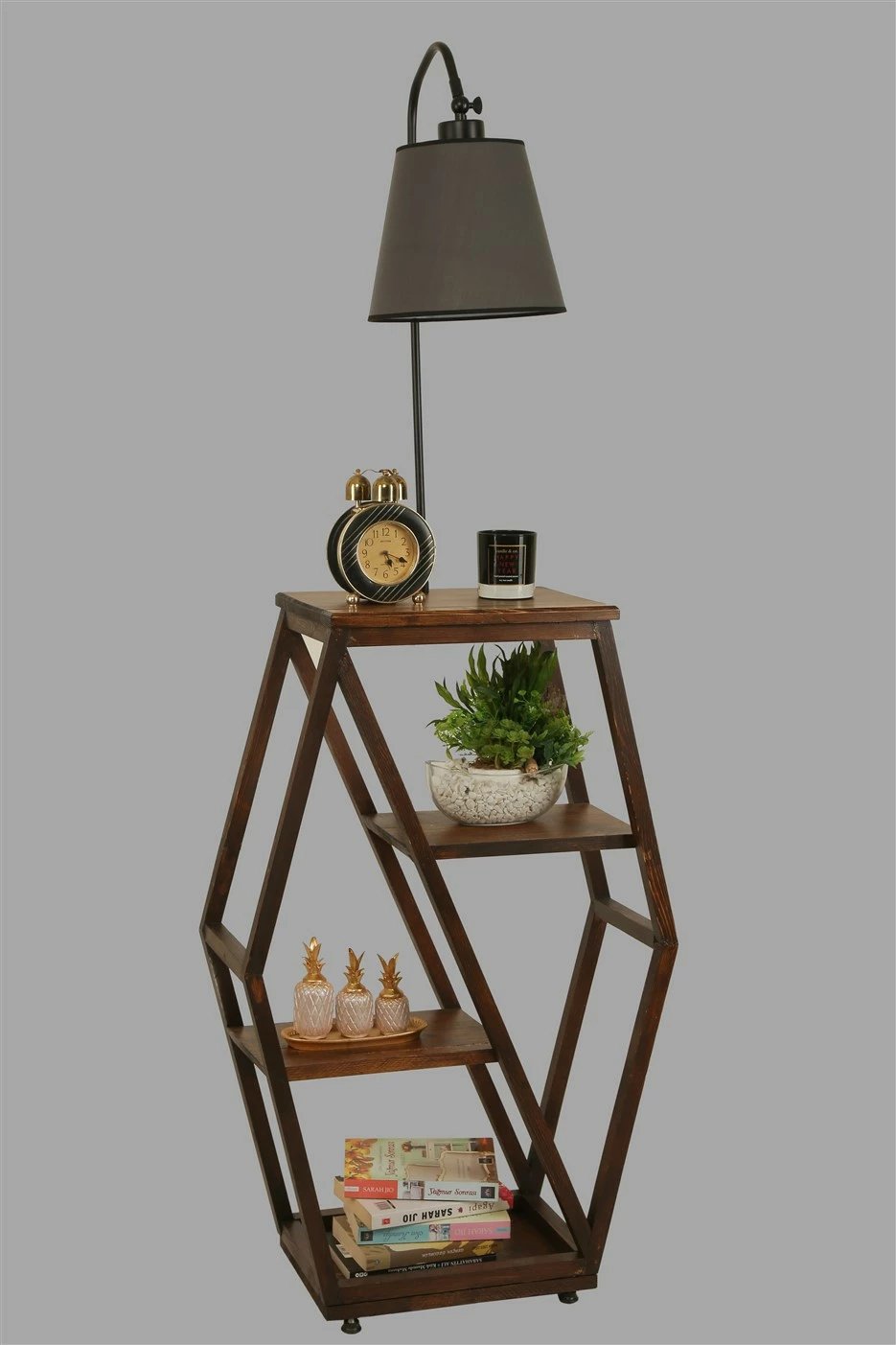 Llambë dyshemeje Opviq, 8525-6, ngjyrë antracit, me raft librash, 165 cm