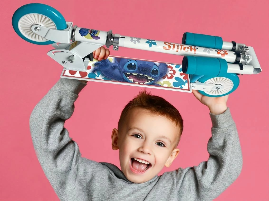 Trotinet për fëmijë Pulio Stamp Scooter 2-wheel Stitch, Lilo & Stitch, alumini, turquoise/bardhë