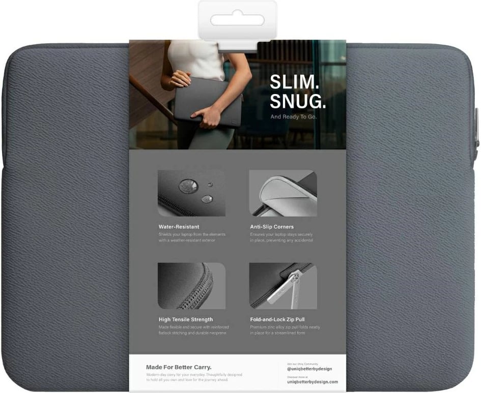 Mbështjellës laptopi UNIQ Cyprus, neopren, 16", gri