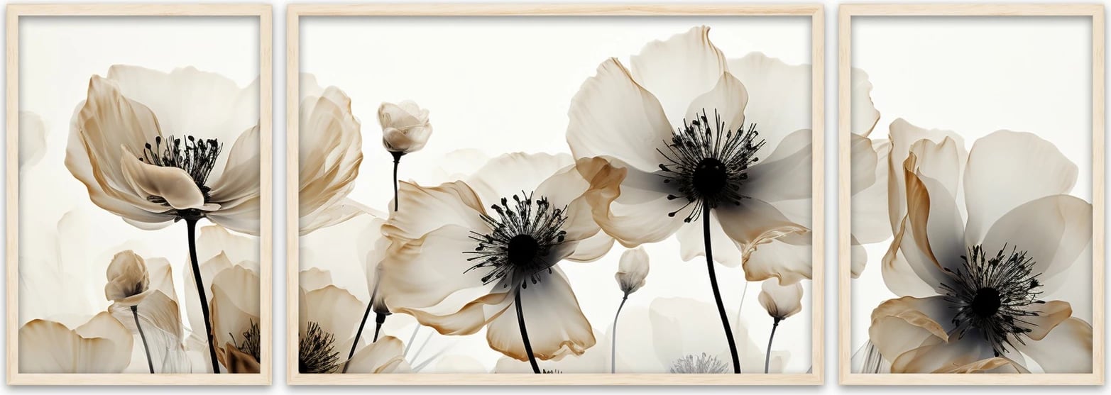 Pikturë dekorative me kornizë MDF (3 copë), Wallity, Huhu305, 50x140cm