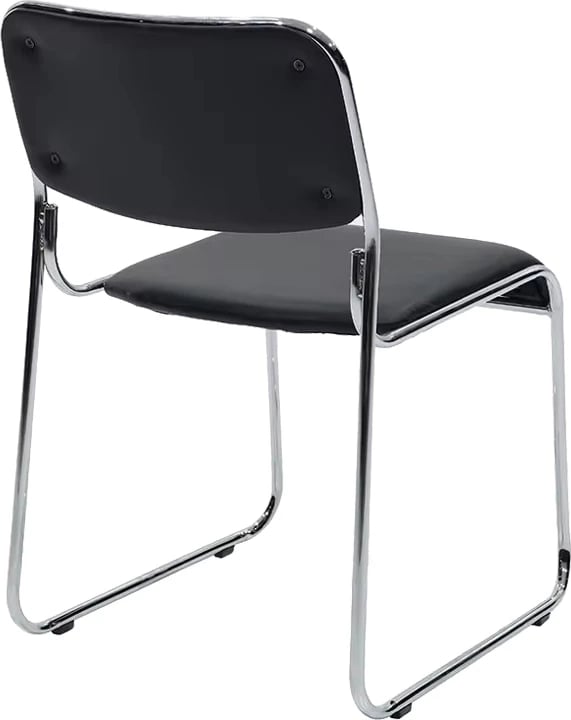 Karrige për mysafirë, e grumbullueshme, Randin, e zezë, këmbë kromi, 42x44x77cm