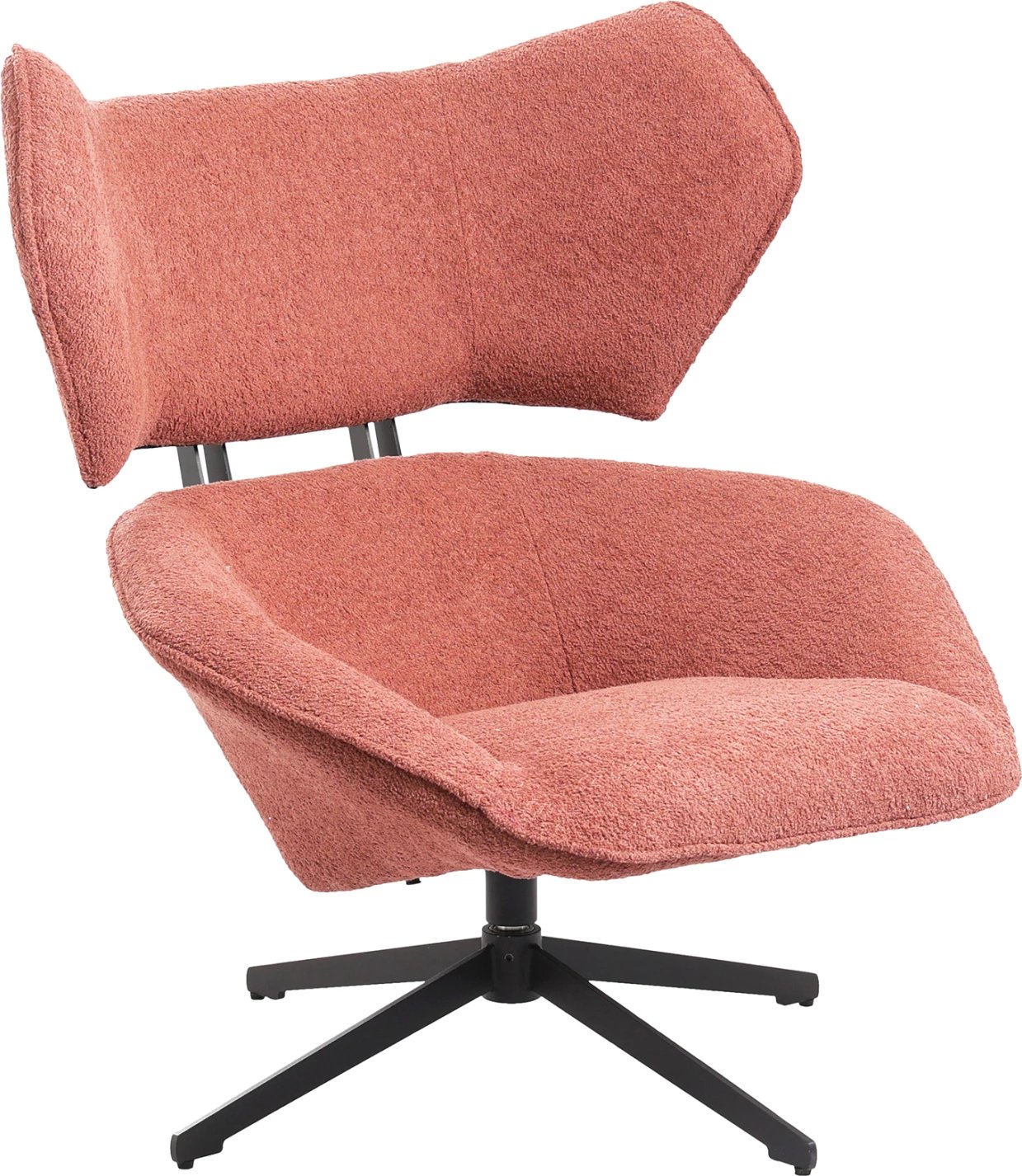 Karrige rrotulluese BRYLL FH9597.02, ngjyrë rozë boucle-bazë metalike e zezë, 86x90x97H cm