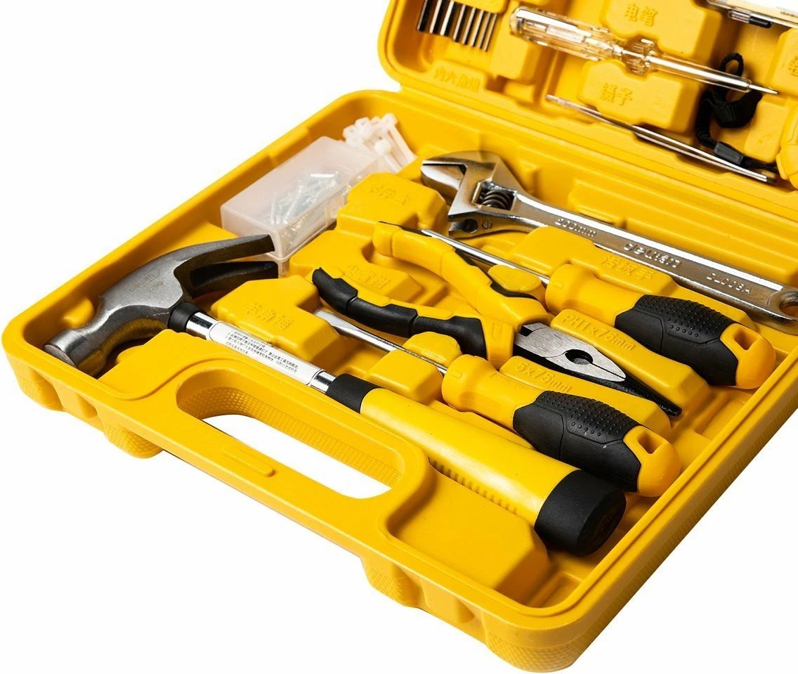 Set veglash Deli Tools EDL1028J, 28 copë, me kasë, e verdhë