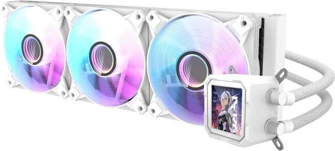 Ftohës uji për CPU Darkflash DV360S, ARGB, 360mm, me ekran LCD, i bardhë