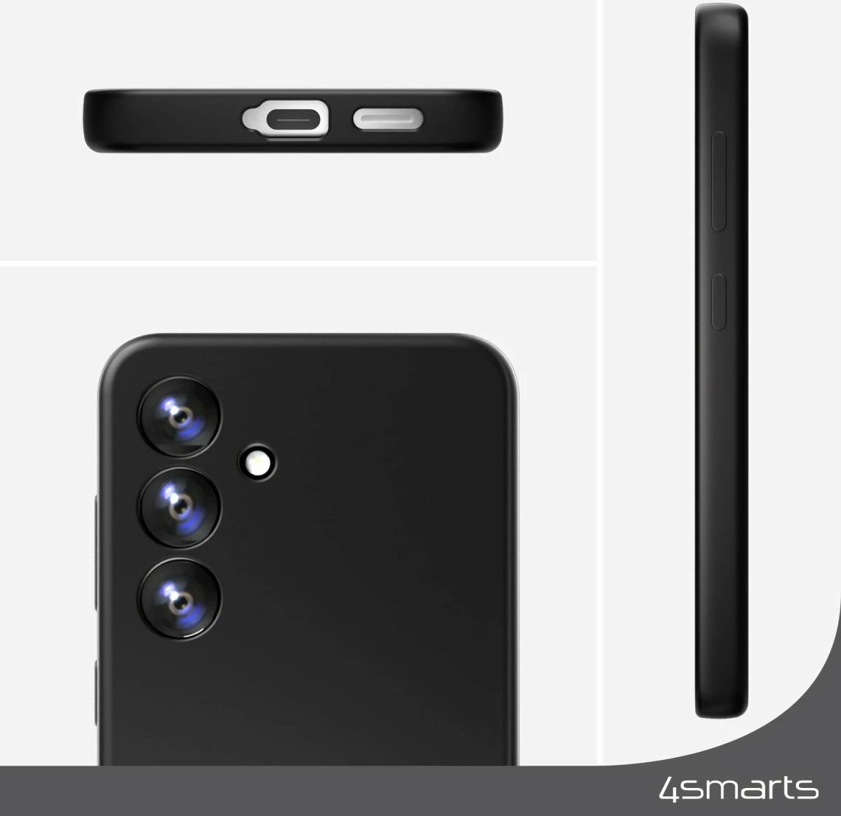 Mbështjellës 4smarts për Samsung Galaxy A55, silikon, 6.6 inç, i zi