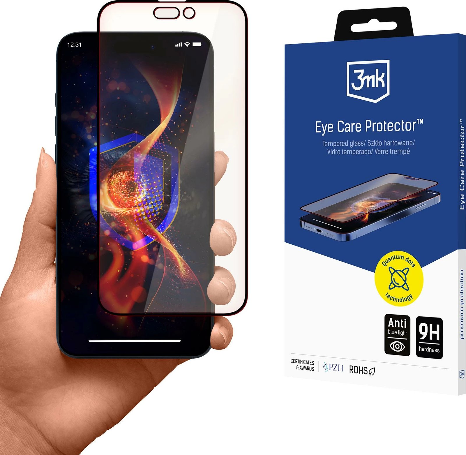 Xham i temperuar 3mk Eye Care Protector për iPhone 15 Pro Max, transparent me filter të kuq