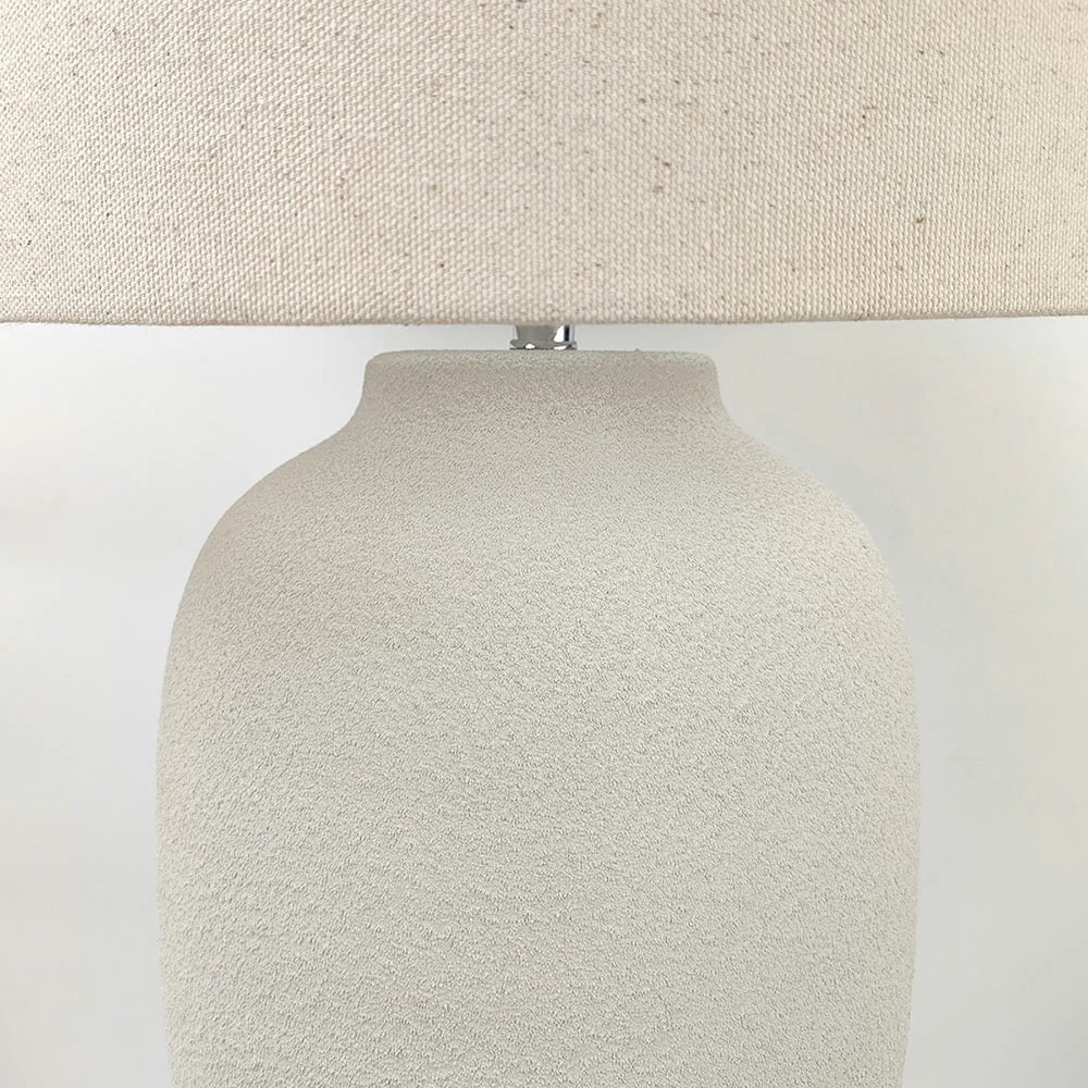 Llambë tavoline EONIA, qeramikë dhe lino, e bardhë, 35x35x101cm