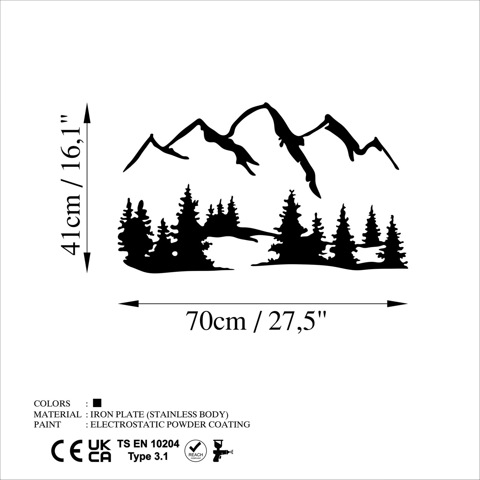Aksesor dekorativ metalik për mur, natyrë dhe mal, Wallity