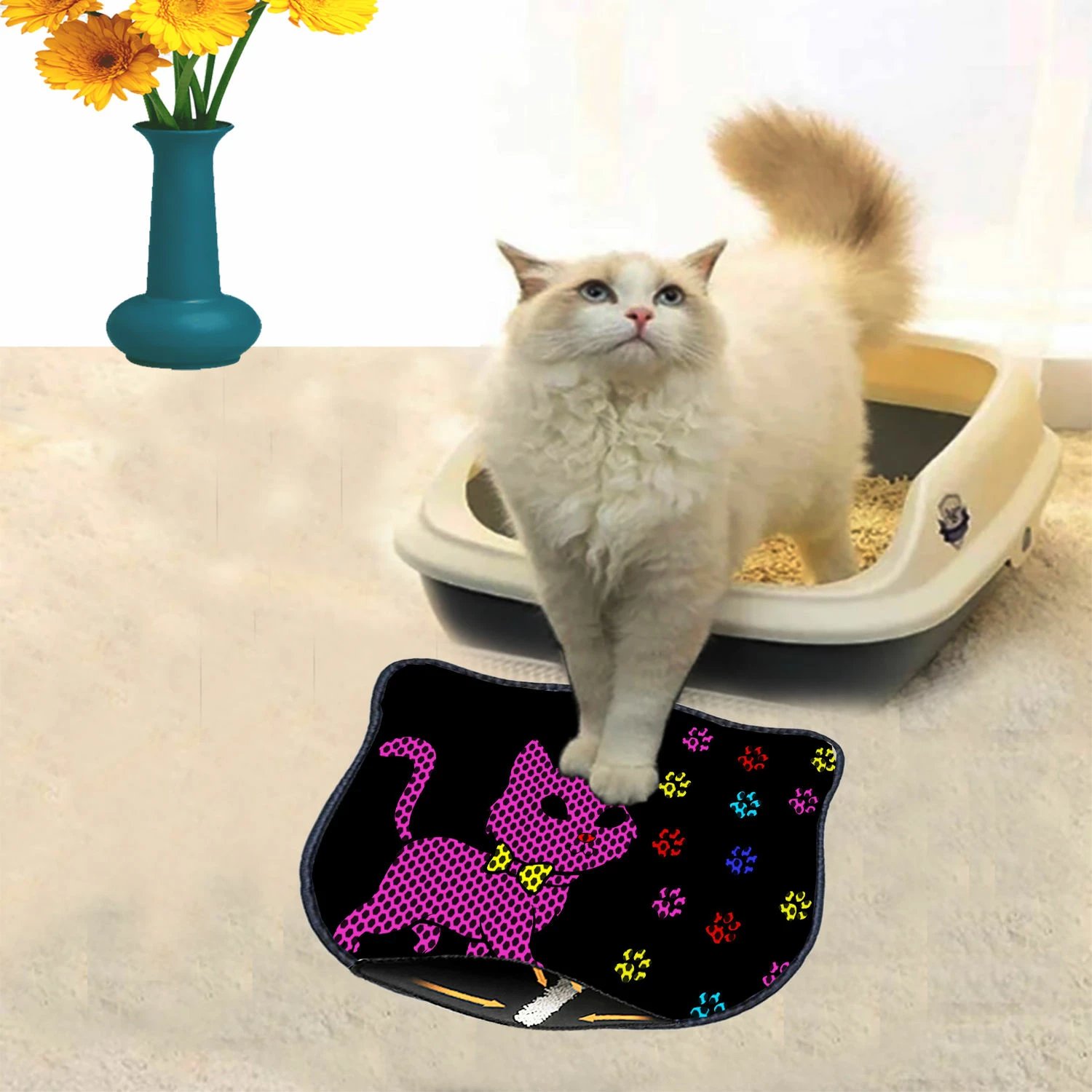 Tapet për rërë mace, shumëngjyrësh, Paws & Whiskers, Kdkafa0104, 40x50cm