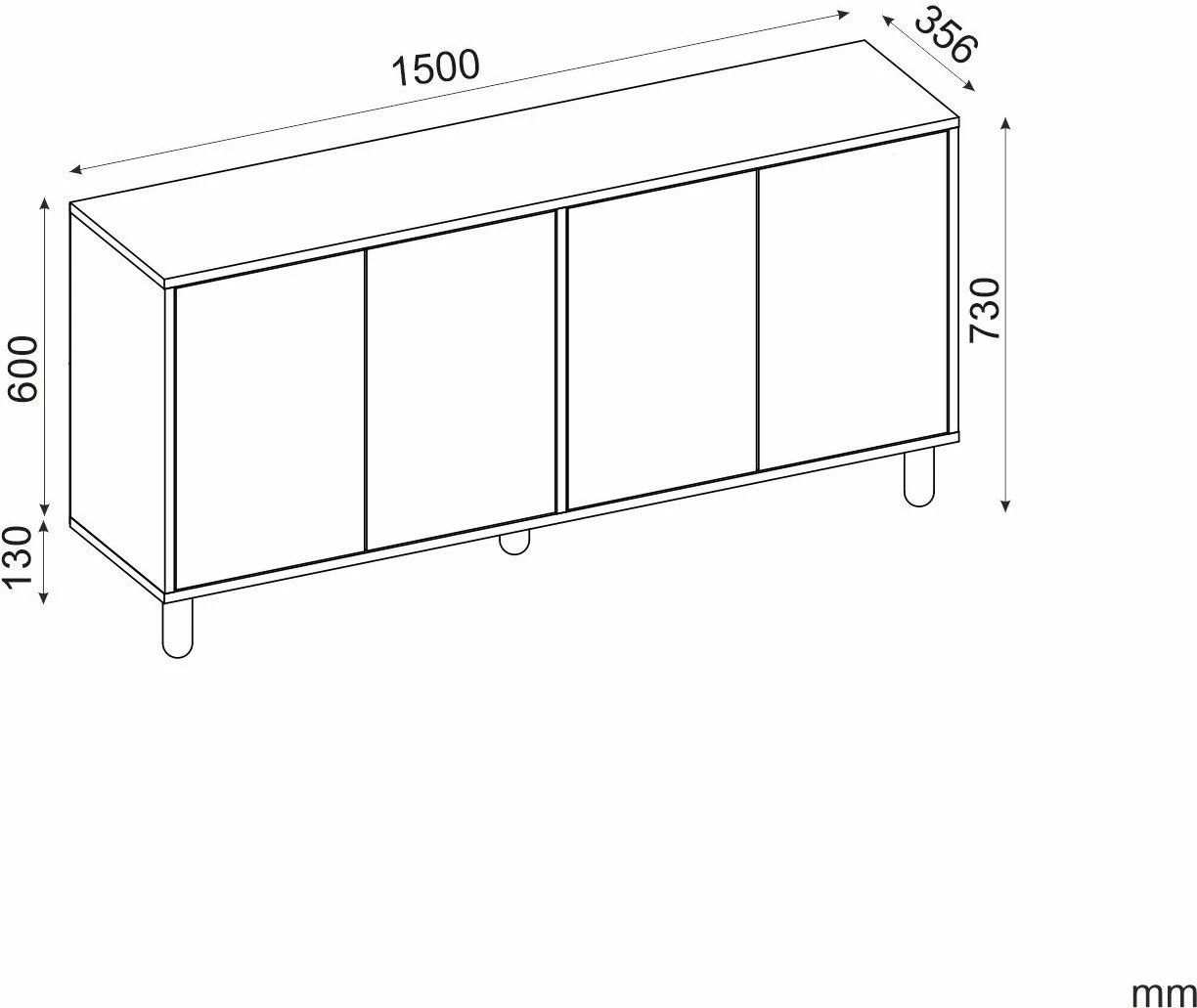 Konsol Leıla, ngjyrë Sapphire Oak, Skye Decor