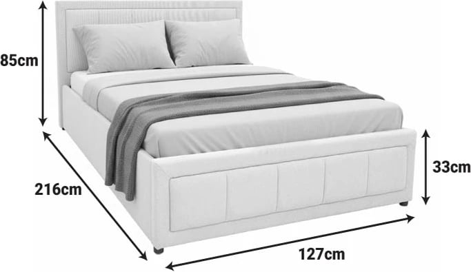 Krevat Huga me hapësirë për depo, material gri, 120x200cm