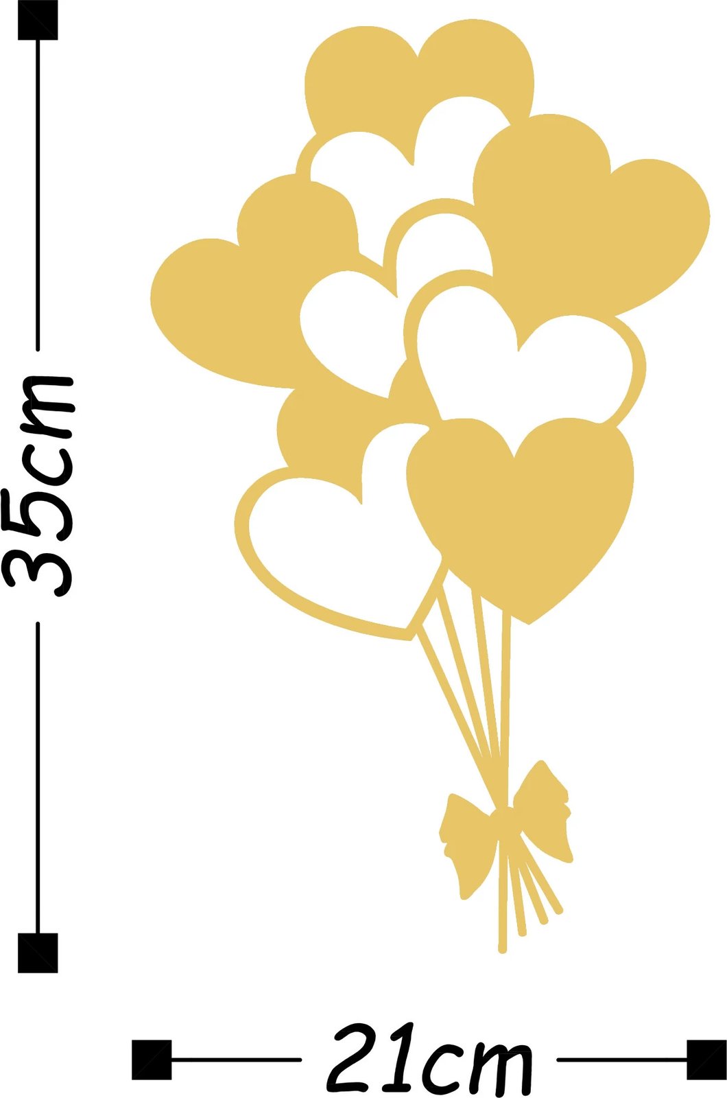 Aksesor dekorativ metalik për mur, balona, ngjyrë ari