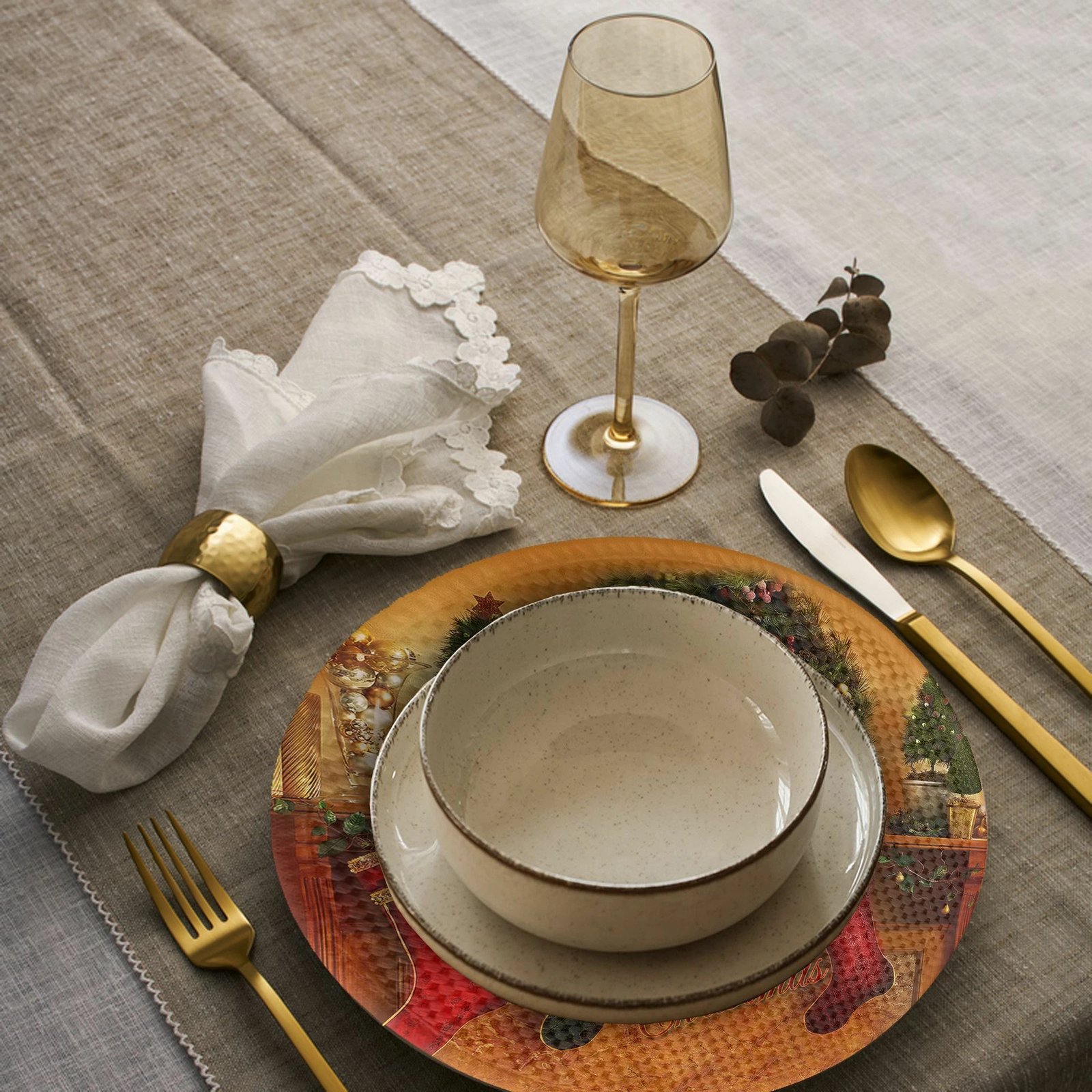 Ndamëse tavoline Hermia Concept, shumëngjyrëshe, 4 copë, 37cm