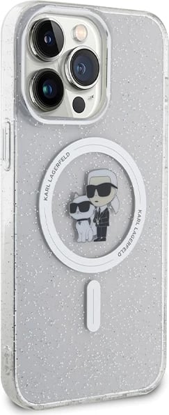Mbështjellës Karl Lagerfeld KLHMP14XHGKCNOT për iPhone 14 Pro Max 6.7", transparent, Glitter MagSafe
