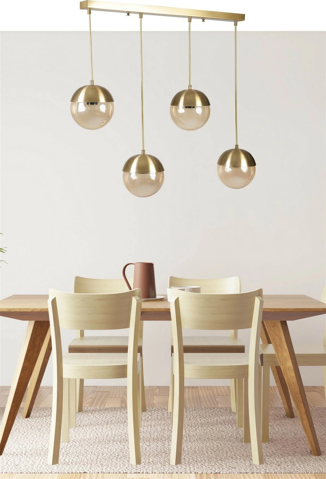 Llambë tavani Opviq, 4 sfera, ngjyrë ari, xham bal