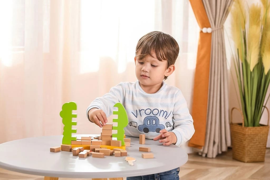 Lojë druri mur, Viga, set me 40 tulla, për 2 lojtarë, faget, për fëmijë 3+, multingjyrë