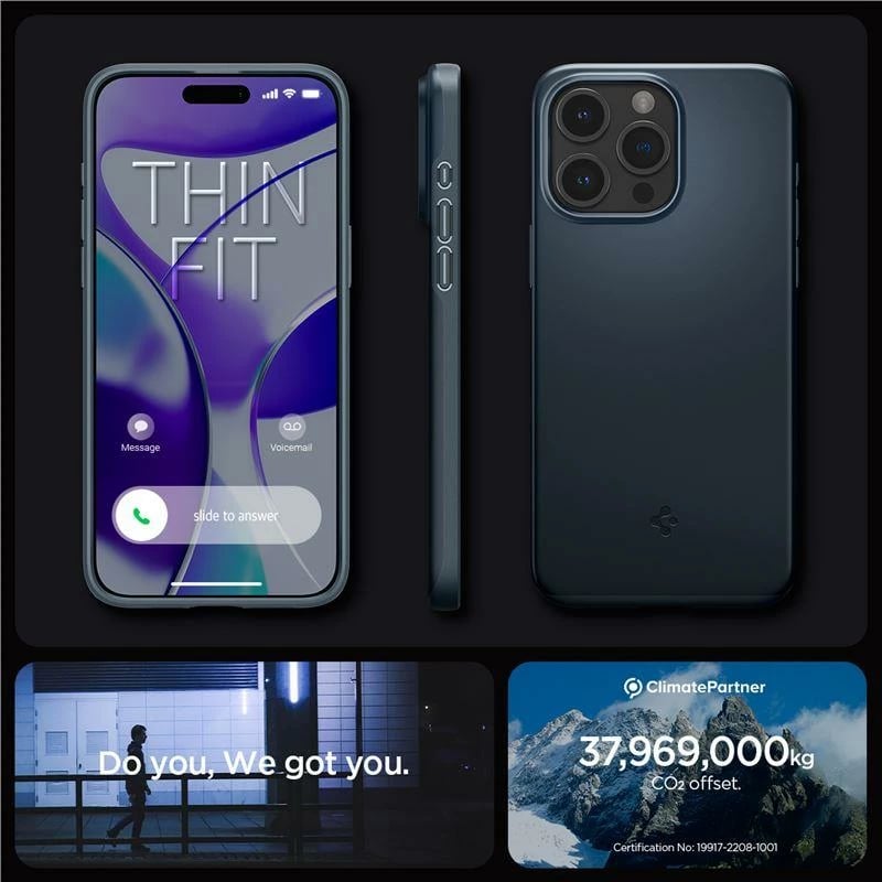 Mbështjellës Spigen Thin Fit për iPhone 15 Pro Max, Black Metal