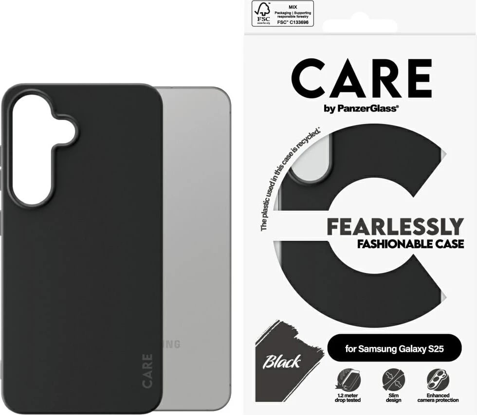Mbështjellës PanzerGlass CARE për Samsung Galaxy S25, e zezë