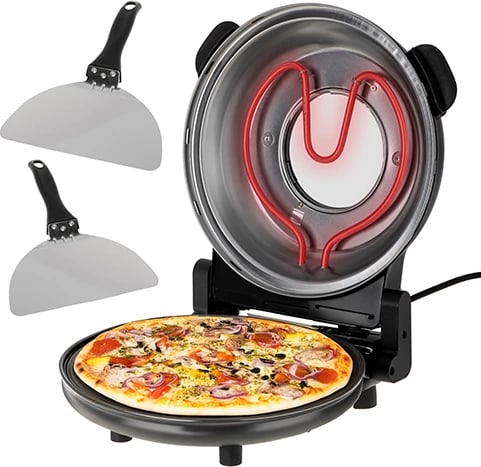 Furrë elektrike për pizza, Adler AD 6314, 1200W, gur qeramik, diametër pizza 12" (31.5 cm), timer 5–15 min, 5 nivele temperature, e zezë mat