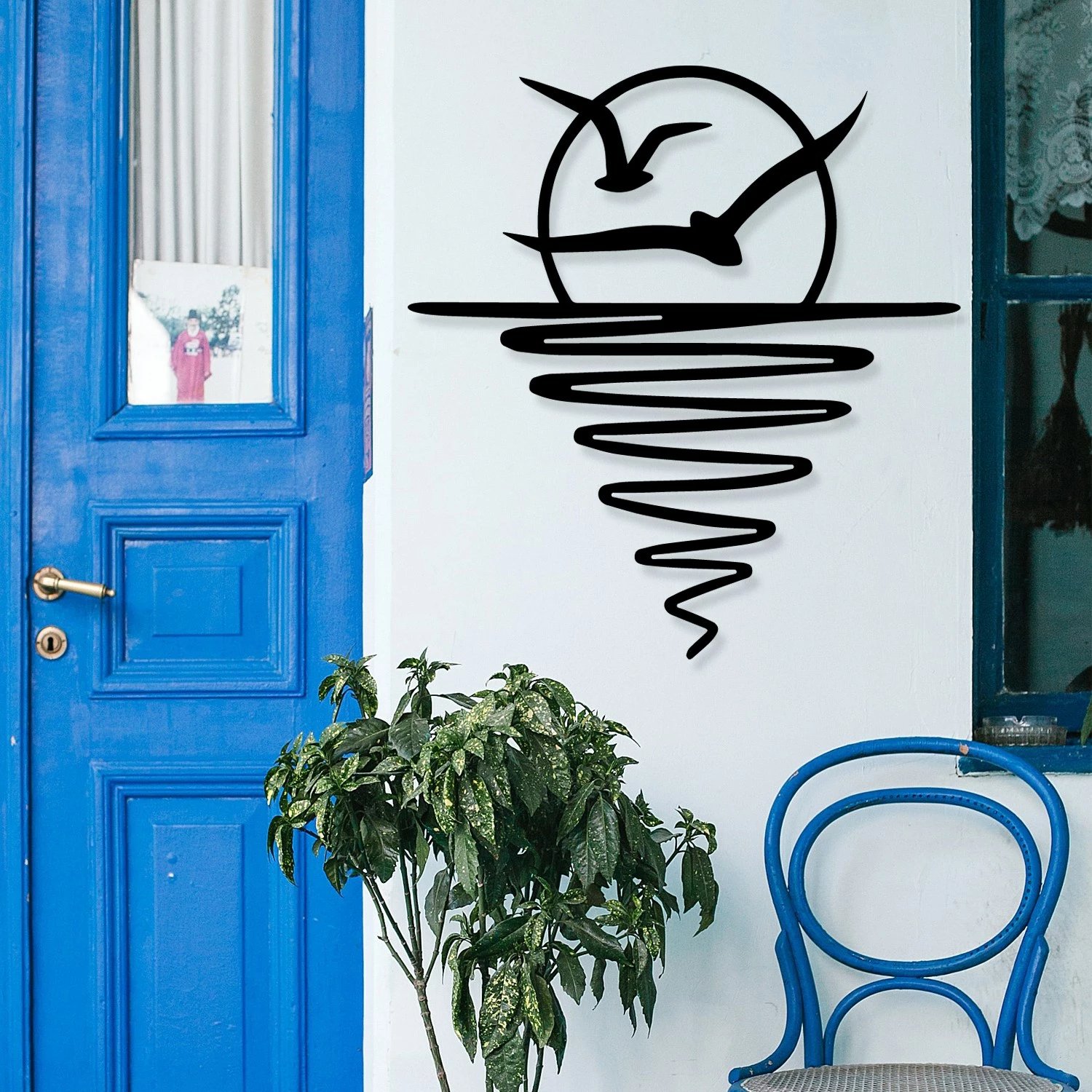 Aksesor dekorativ metalik për mur Wallity, Nostalgia, ngjyrë e zezë, 51x54.5cm