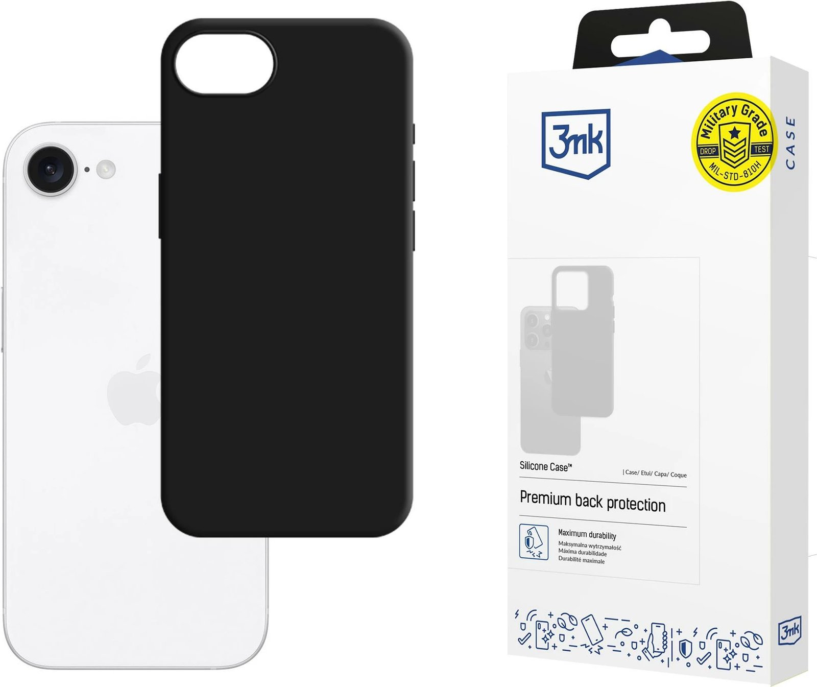 Mbështjellës silikon për celular 3mk, për iPhone 16e / SE 4, zi