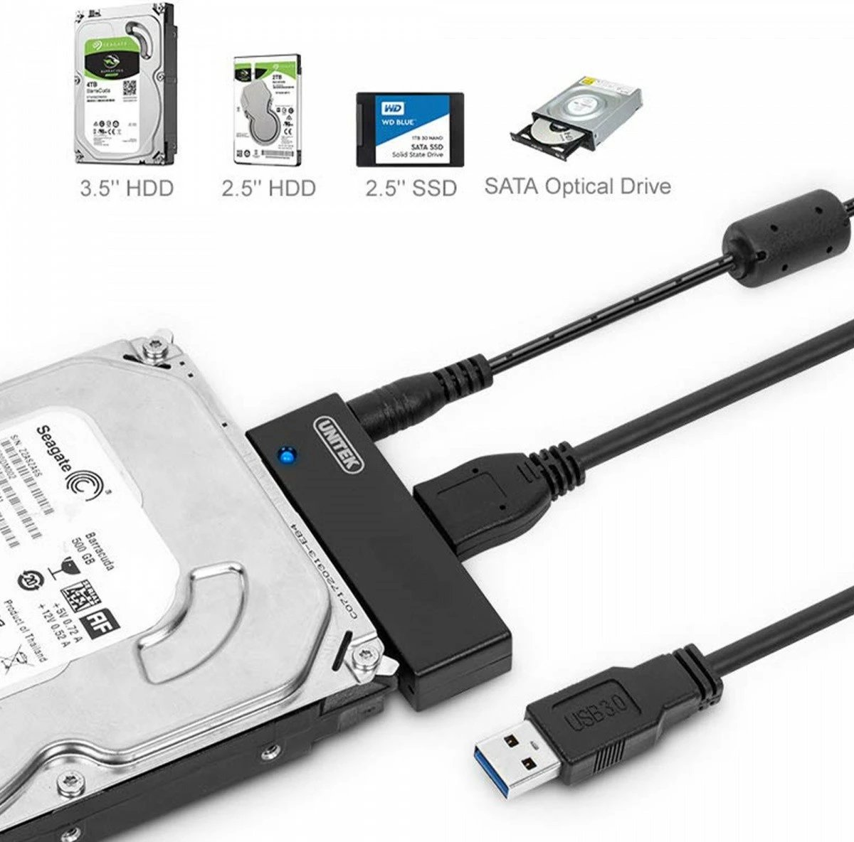 Adapter USB 3.0 në SATA III Unitek Y-1039, i zi