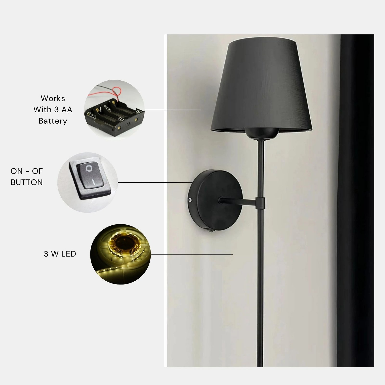 Llambë muri Opviq, Lux - 8878-1P, e zezë Llambë muri Opviq, Lux - 8878-1P, e zezë