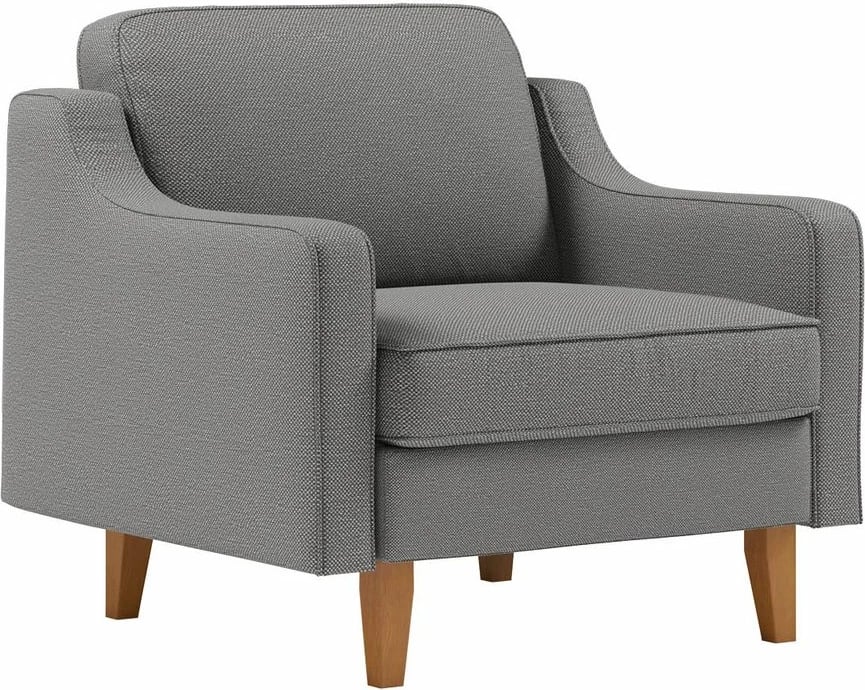 Karrige një vendëshe Robin, ngjyrë obsidian, këmbë druri, Atelier del Sofa