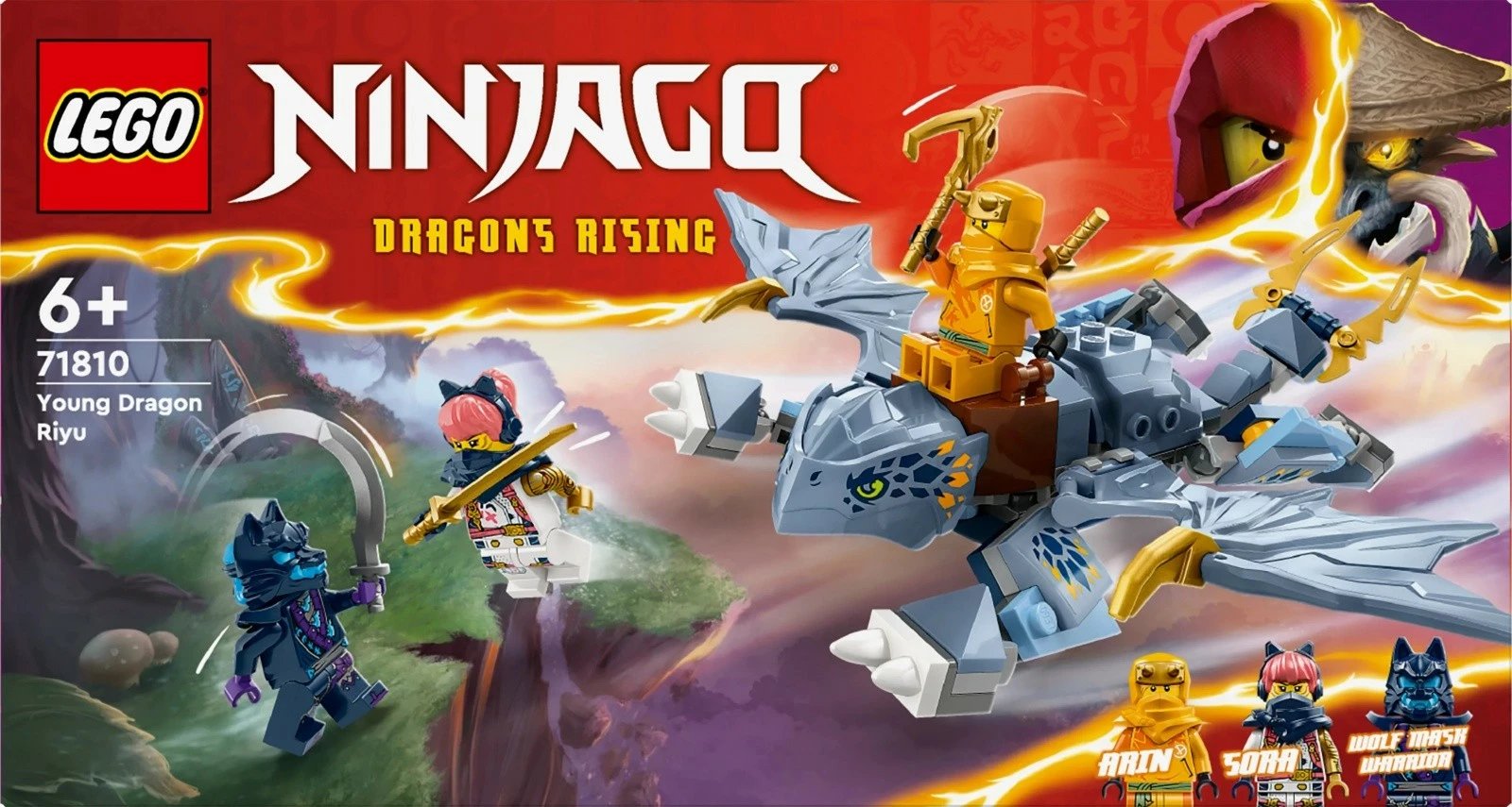 Set lodër LEGO Ninjago Riyu Dragonling 71810 me 3 minifigura, plastikë