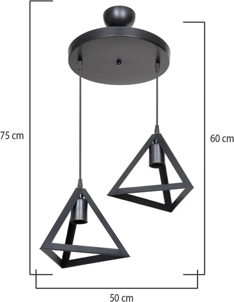 Llambë tavani dy-dritëshe Kecha, ngjyrë e zezë, D50x60cm