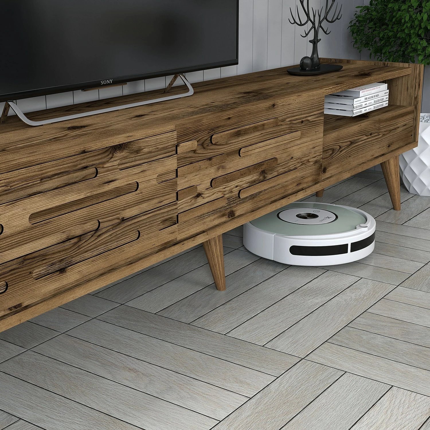 Komodë TV Valensiya, ngjyrë arre, Skye Decor