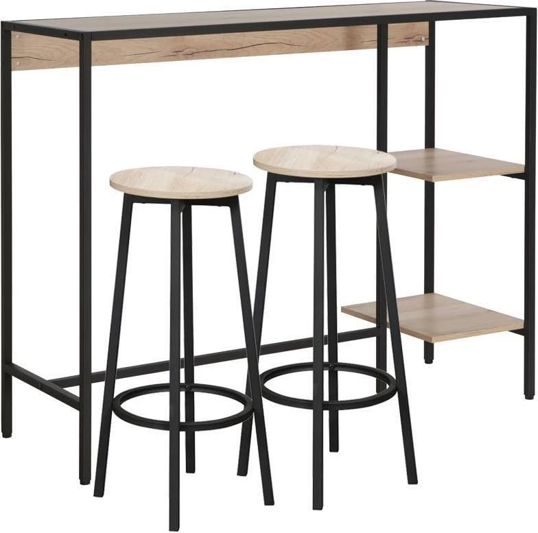 Set bar LANDMEGA Nextdeco, Metal, H100x44x124cm, Ngjyrë natyrale