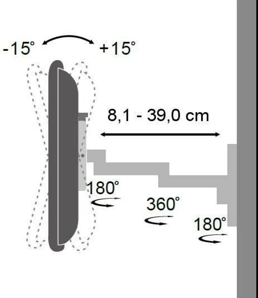 Mbajtës muri TECHly për TV LED LCD, 13-30", i zi