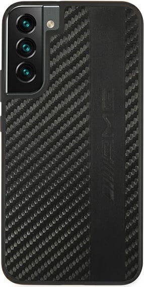 Mbështjellës Mercedes AMG AMHCS22MBLSCA për Samsung Galaxy S22+, hardcase Carbon Stripe&Embossed, i zi