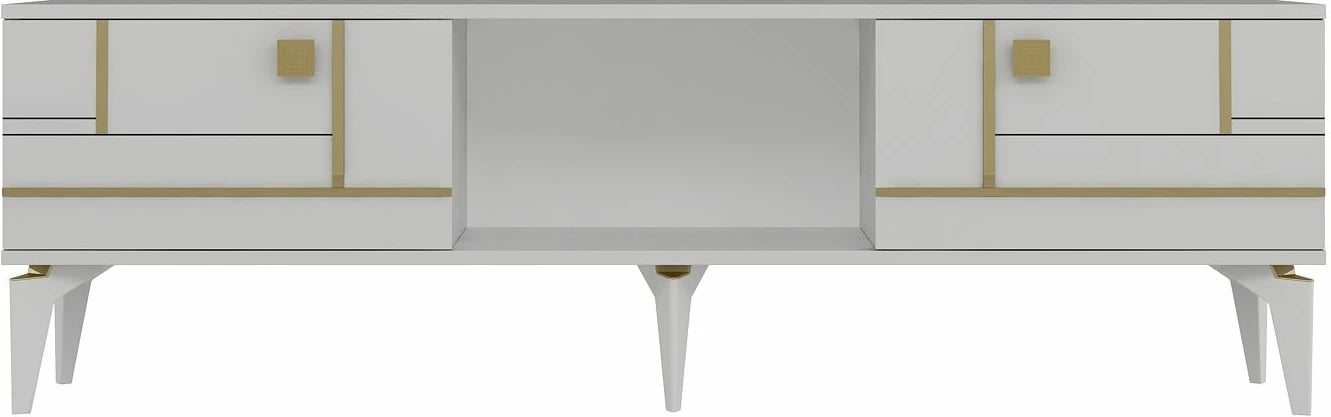 Komodë TV Skye Decor, e bardhë, e artë