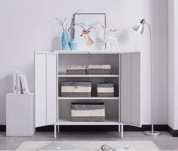 Dollap metalik Nextdeco 32807-00, i bardhë, H102x80x40cm