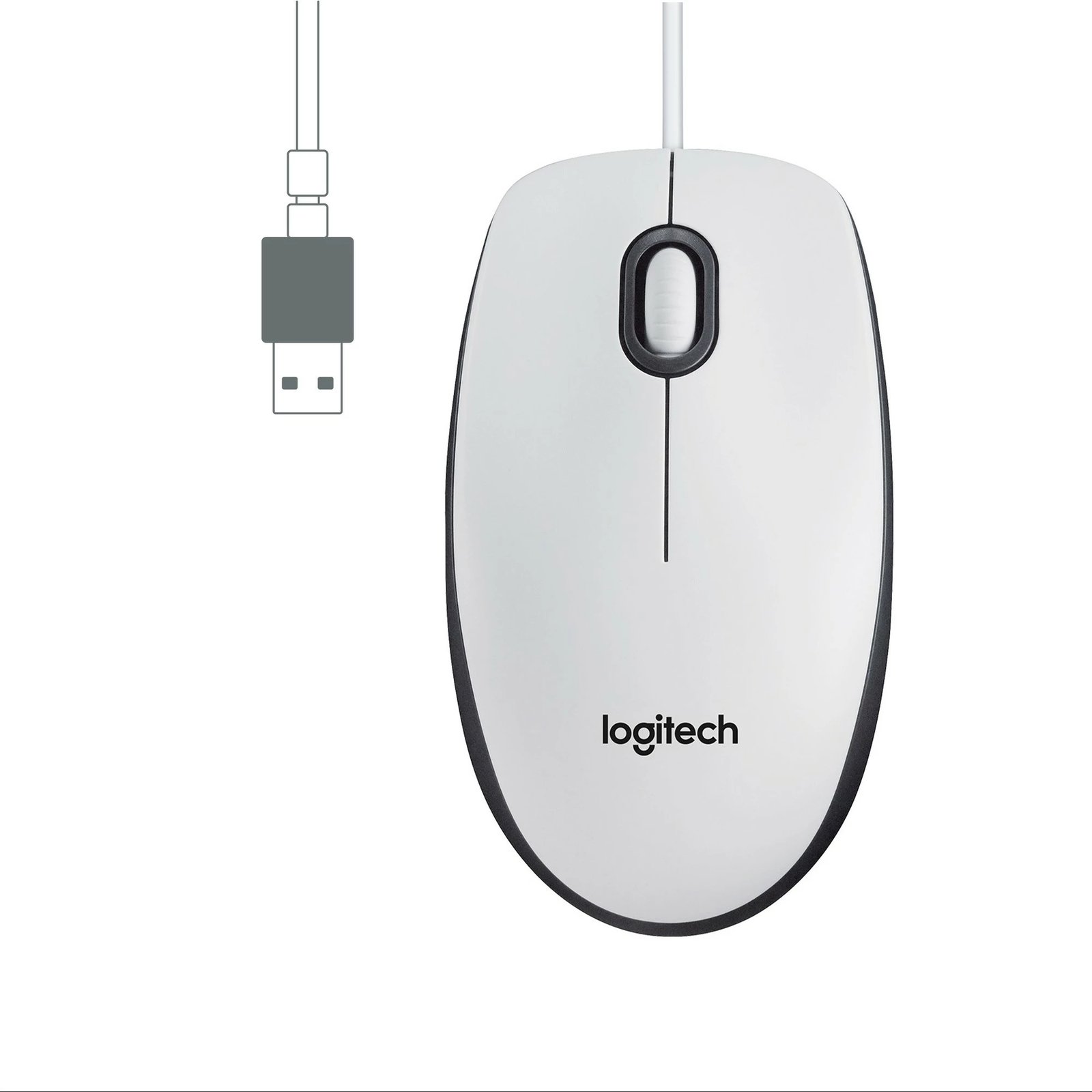 Maus Logitech M100 - USB, i bardhë